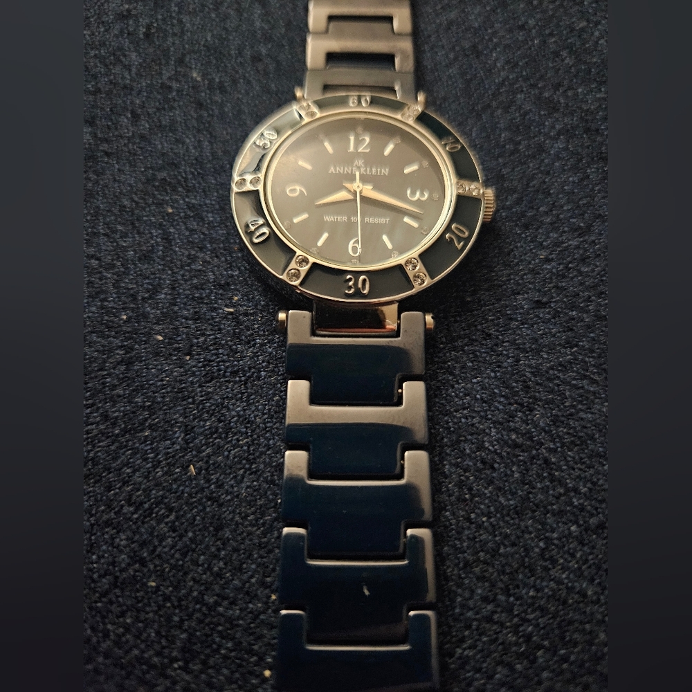 Anne Klein Black and Silver Watch